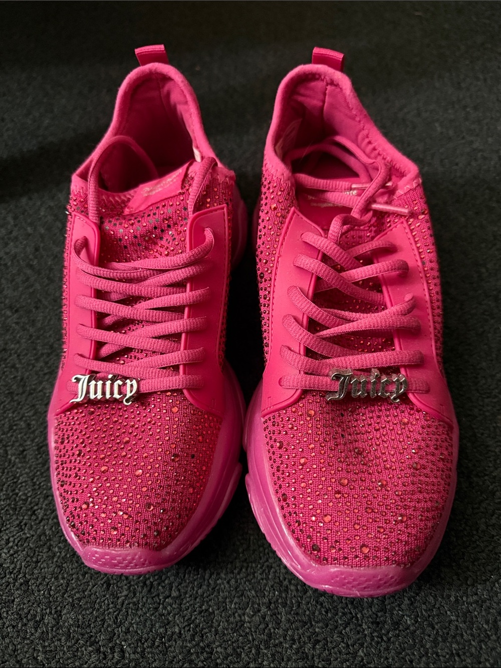 Juicy Couture Hot Pink Crystal Accent Lace-Up Sneakers